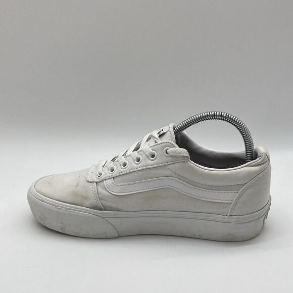 Womens 9.5 Vans Old Skool Stackform Height Sneaker True White Canvas platform - Picture 5 of 9